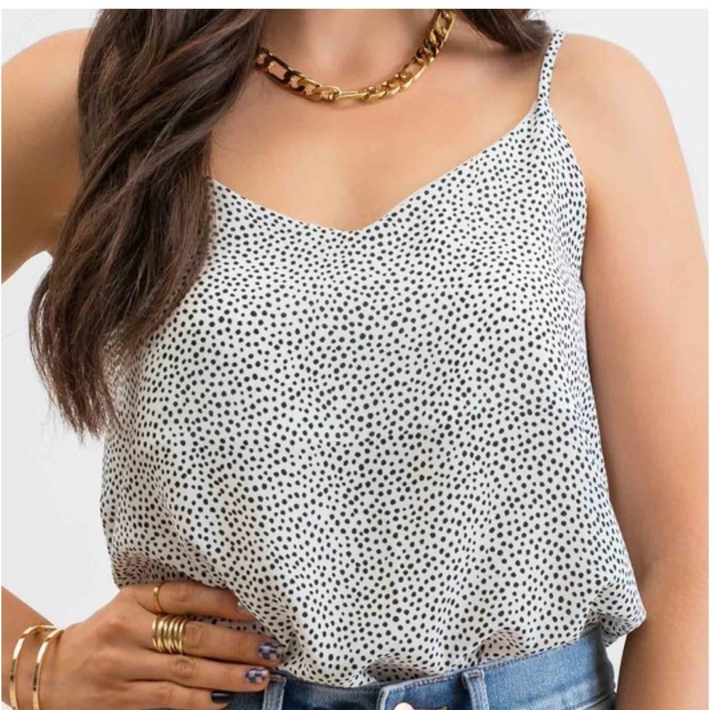 NWOT MINE Black & White Dot Cami Tank Top | Size M | Anthropologie